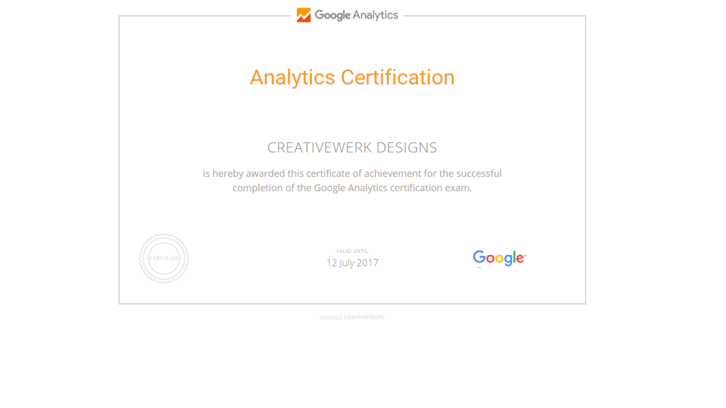 Analytics Certificate